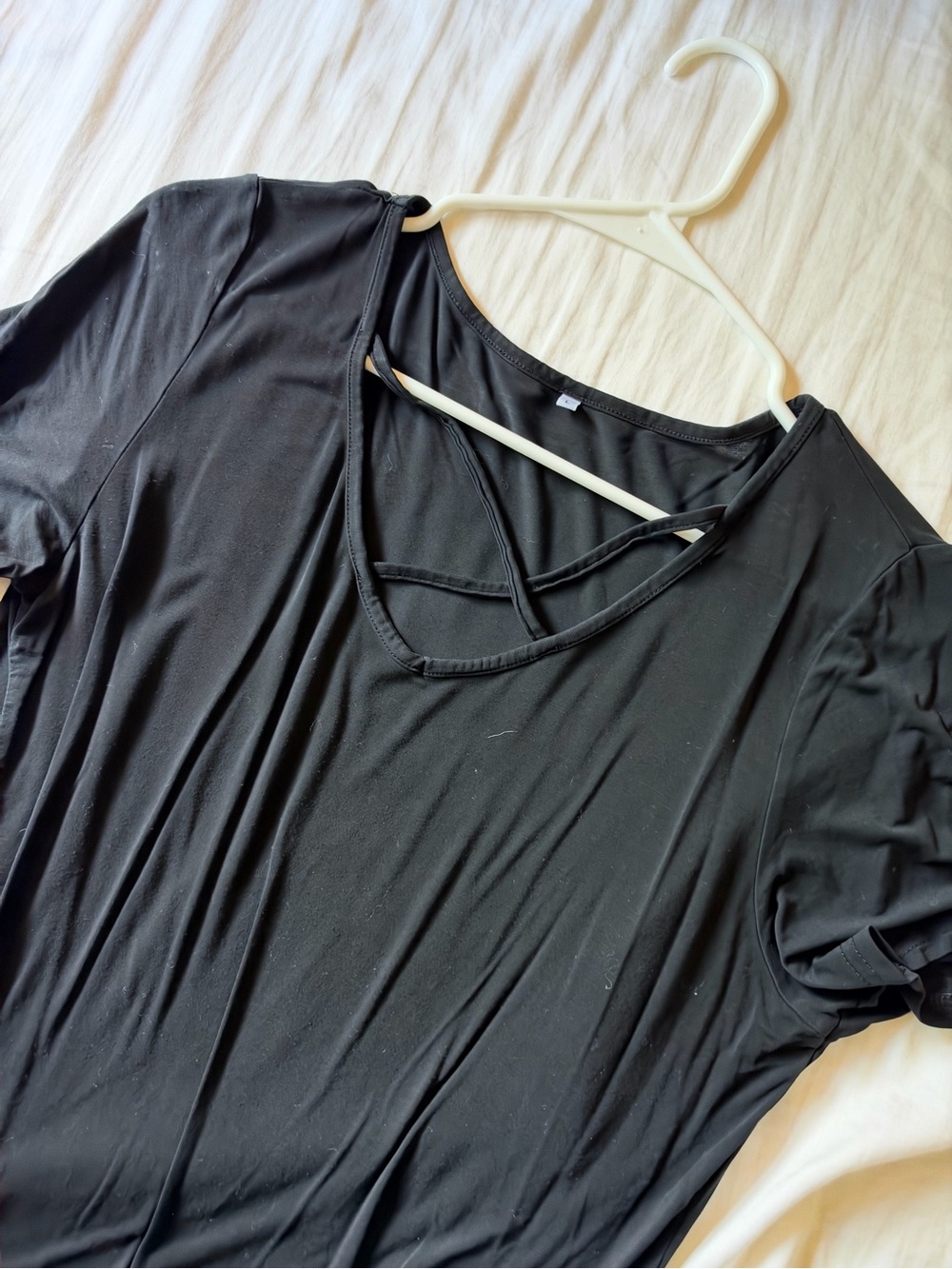 Women's Black Crisscross V-Neck Top